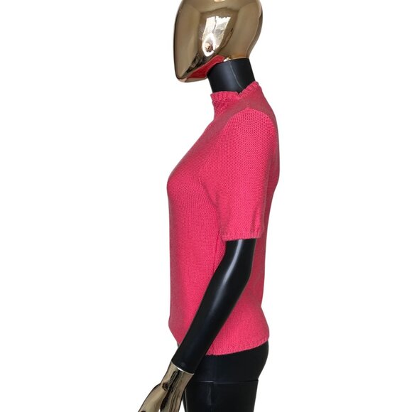 Vintage Pendleton 100% Merino Wool Short Sleeve Pink Knit Sweater Top SP - Picture 4 of 12